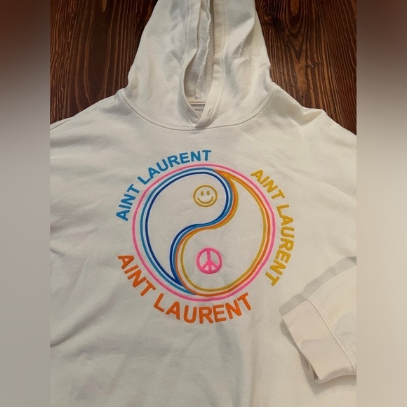 LA TRADING CO IVORY AIN’T LAURENT MORRISON CROP HOODIE Neon Graphic Hoodie - Picture 3 of 4